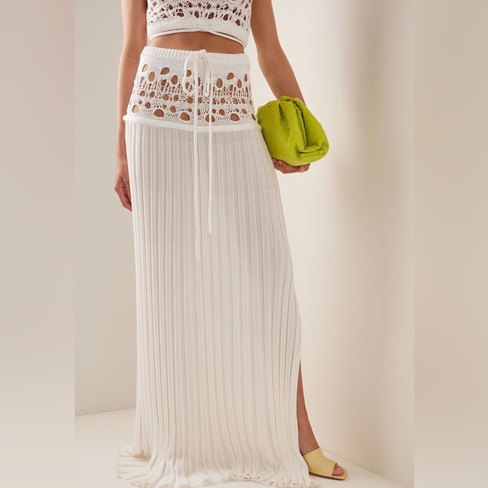 Christopher Esber White Crochet Maxi Skirt